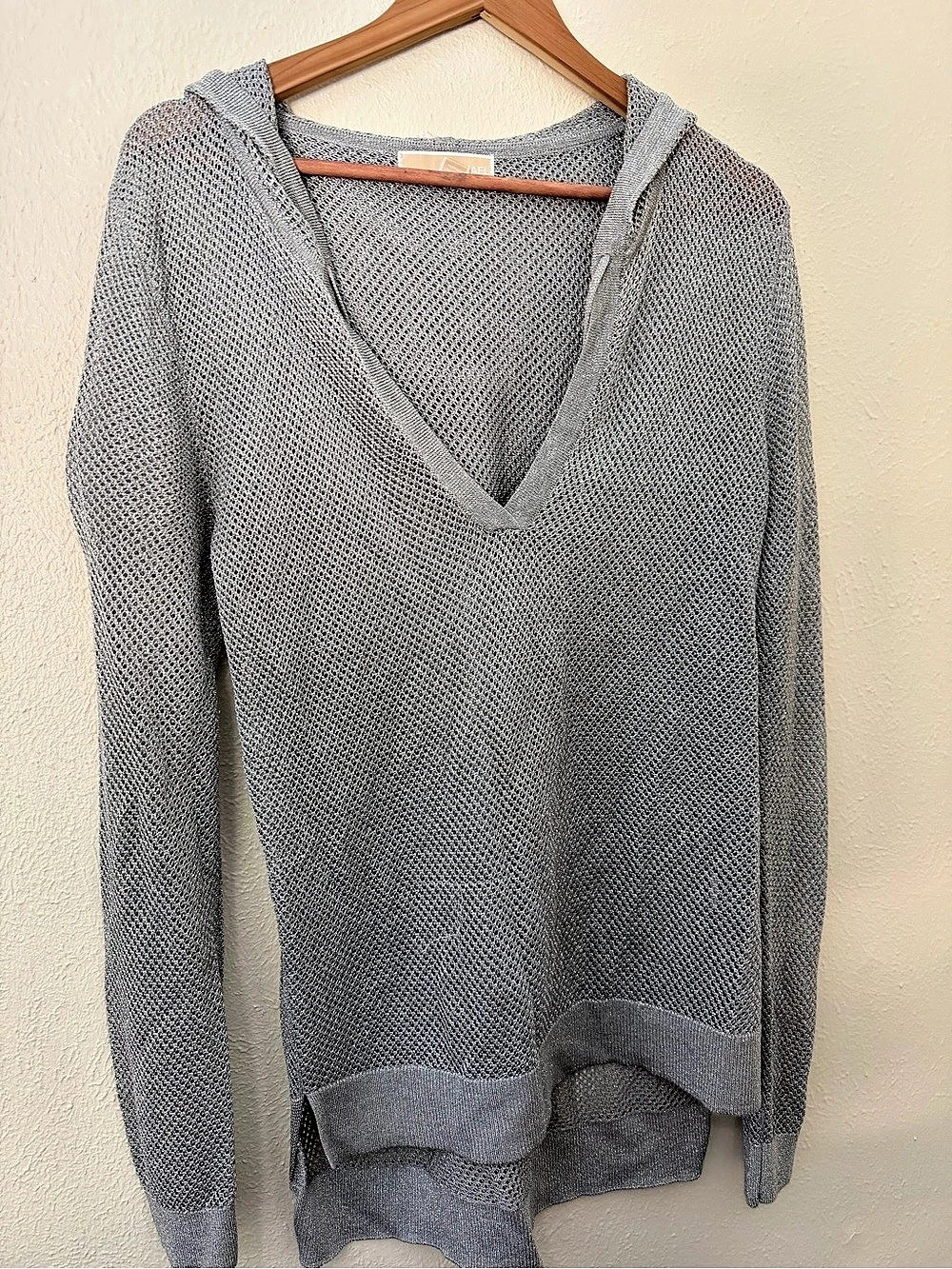 Michael Kors Mesh Hoodie Gray V-Neck Sweater